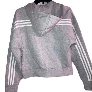 Adidas women’s cropped 3 stripe logo zip up NWT